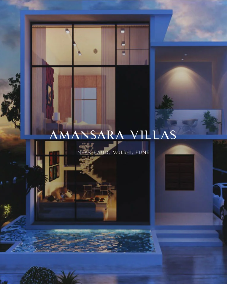 Modern home architectural rendering at Amansara Villas near Paud, Mulshi, Pune